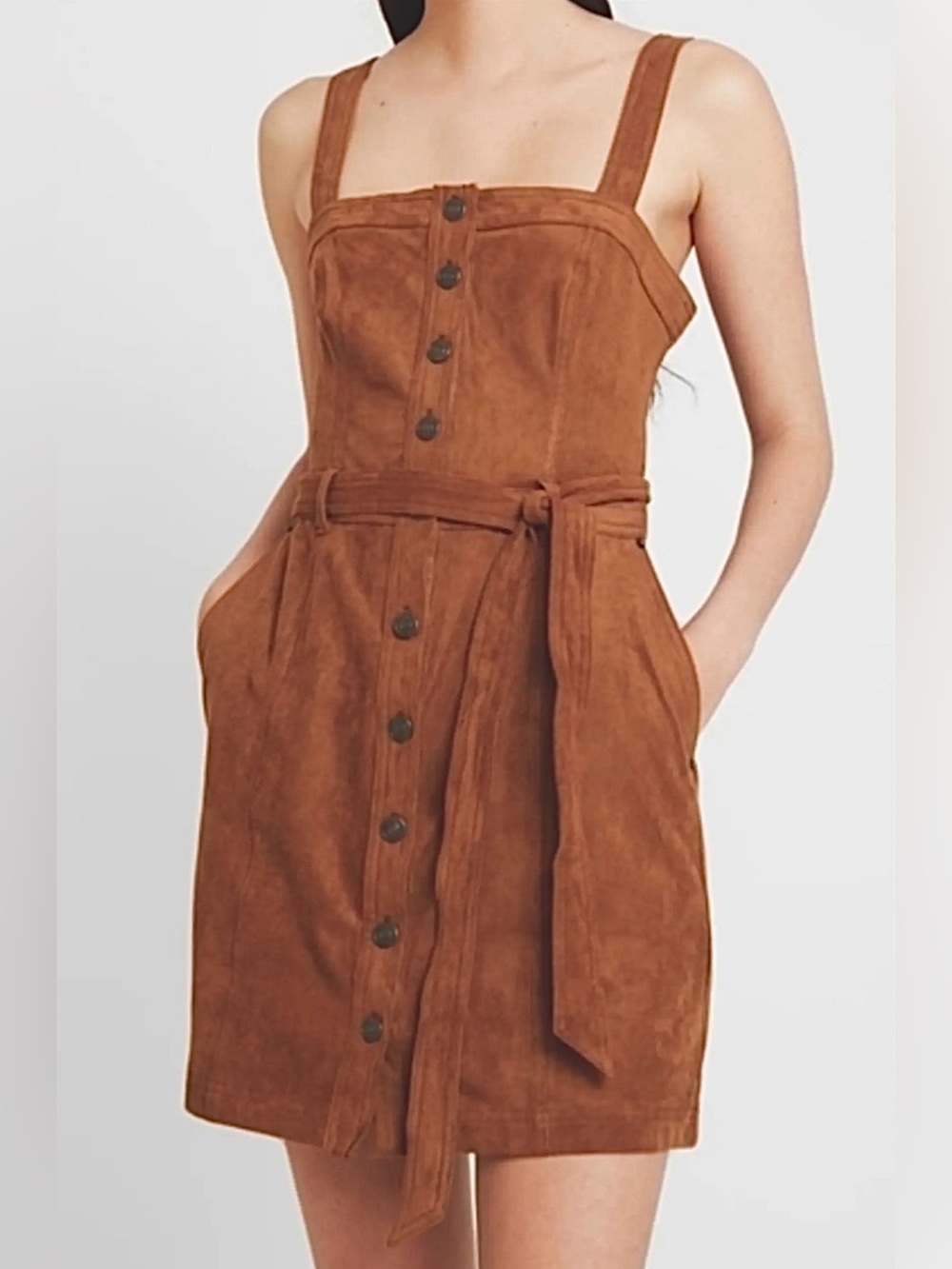 NEW Abercrombie & Fitch faux suede button front belted dress